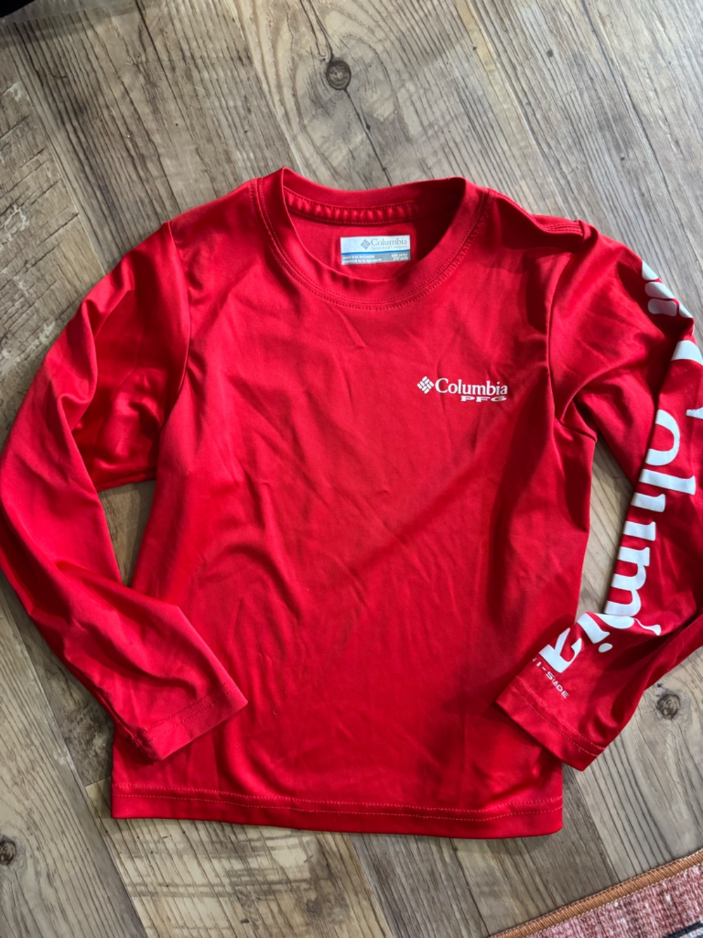 Columbia Kids PFF Long Sleeve upf protective Tee in Bright Red